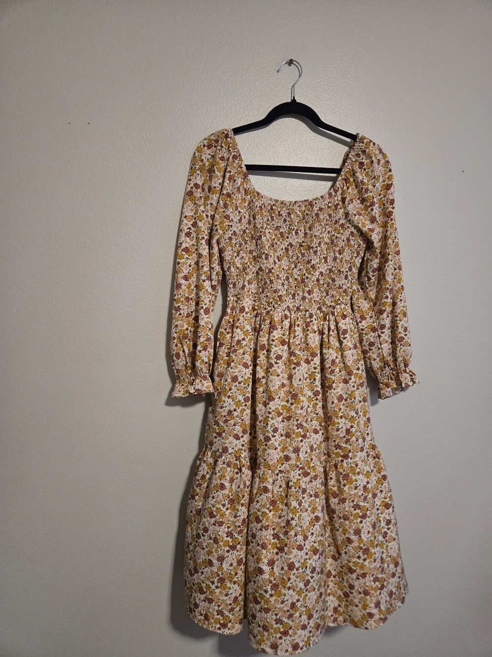 Mikarose Floral Smocked Long Sleeve Midi Dress, Size Small, Cottagecore - Picture 3 of 8